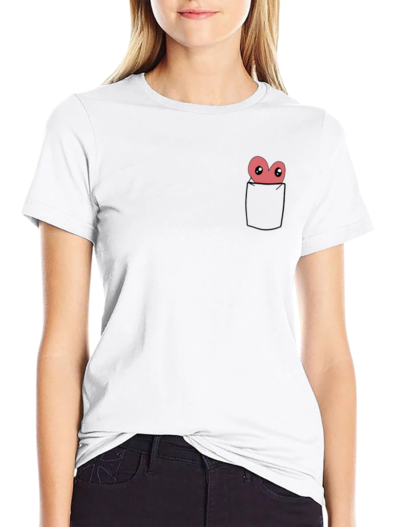 Funny Cartoon Heart Pocket T-Shirt