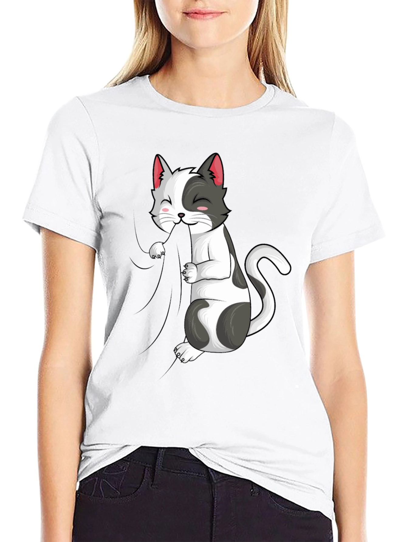 Cat Graphic Tee - Playful Kitten Design