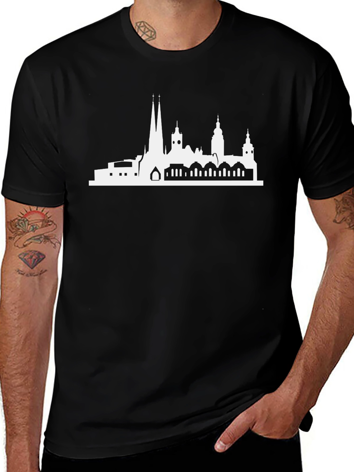City Skyline Graphic Black T-Shirt