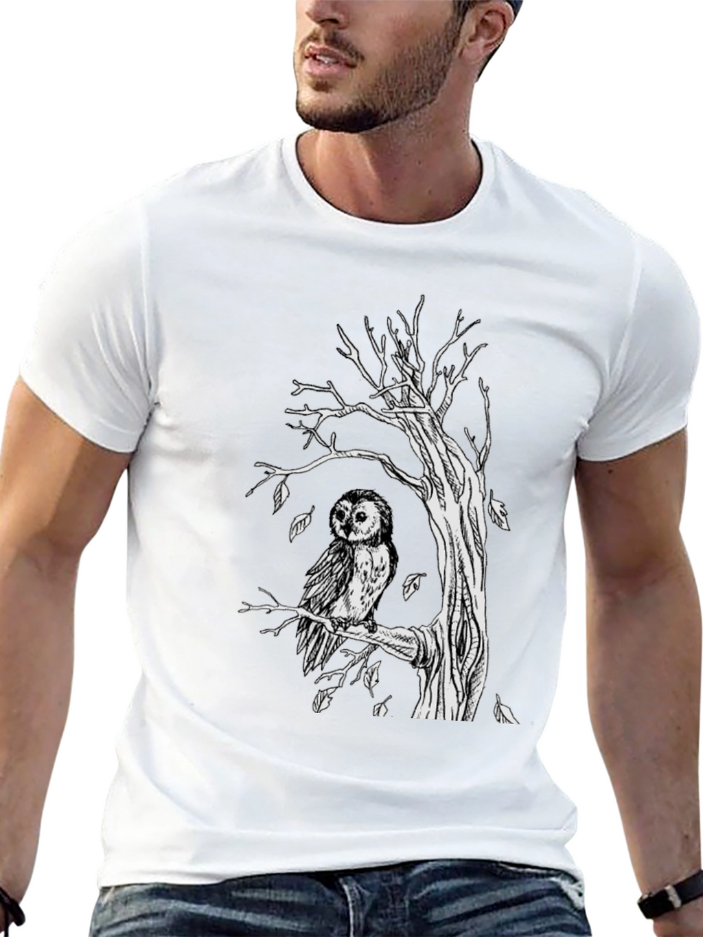 Owl Tree Graphic Tee - Unique Art Design