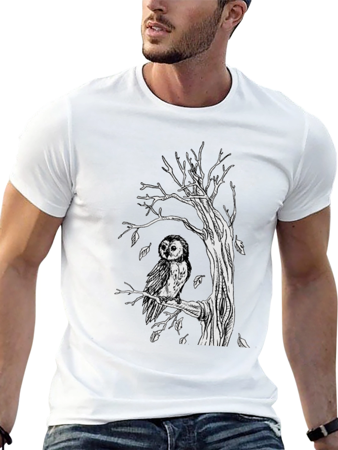 Owl Tree Graphic Tee - Unique Art Design