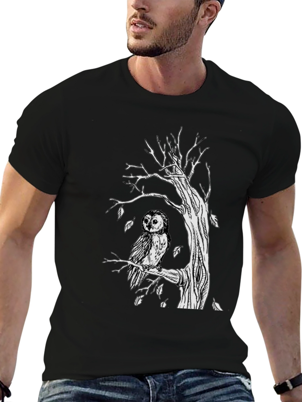 Owl Tree Graphic Tee - Unique Art Design