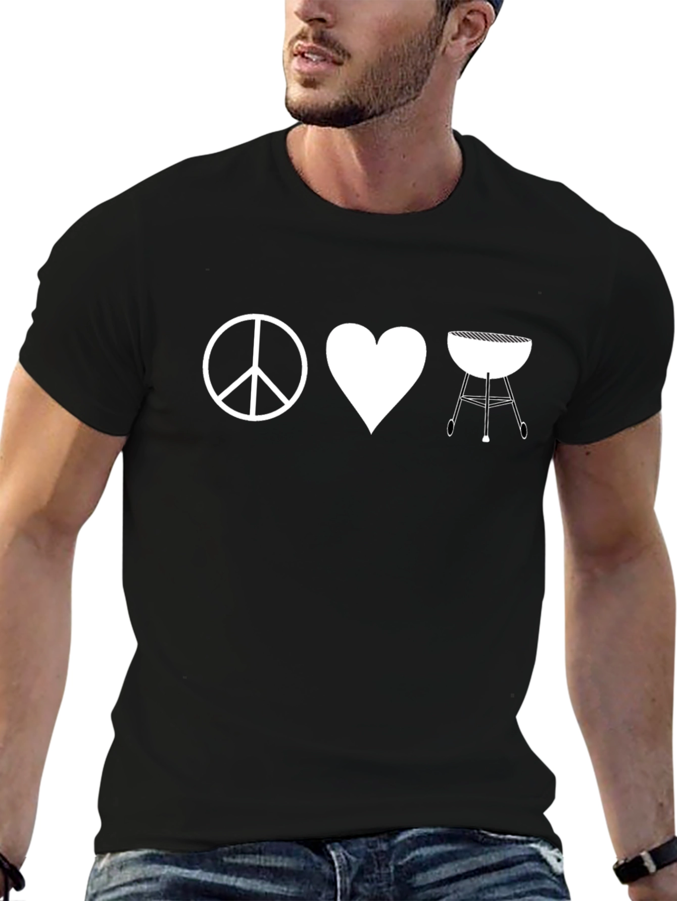 Peace Love BBQ T-Shirt - Black Graphic Tee