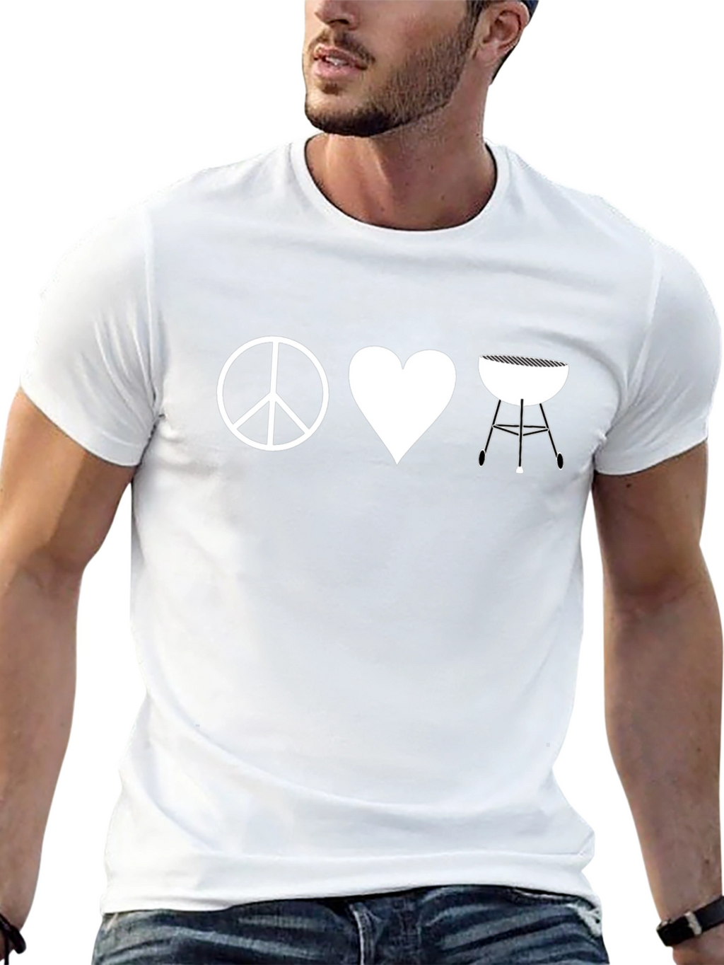 Peace Love BBQ T-Shirt - Black Graphic Tee