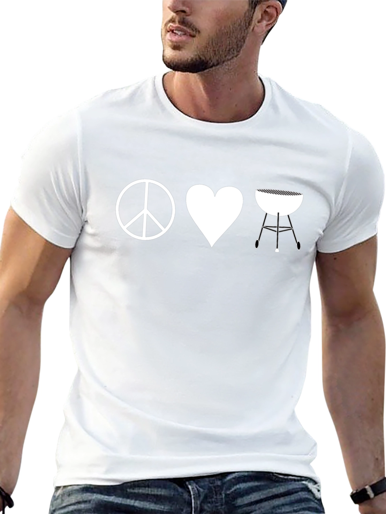Peace Love BBQ T-Shirt - Black Graphic Tee