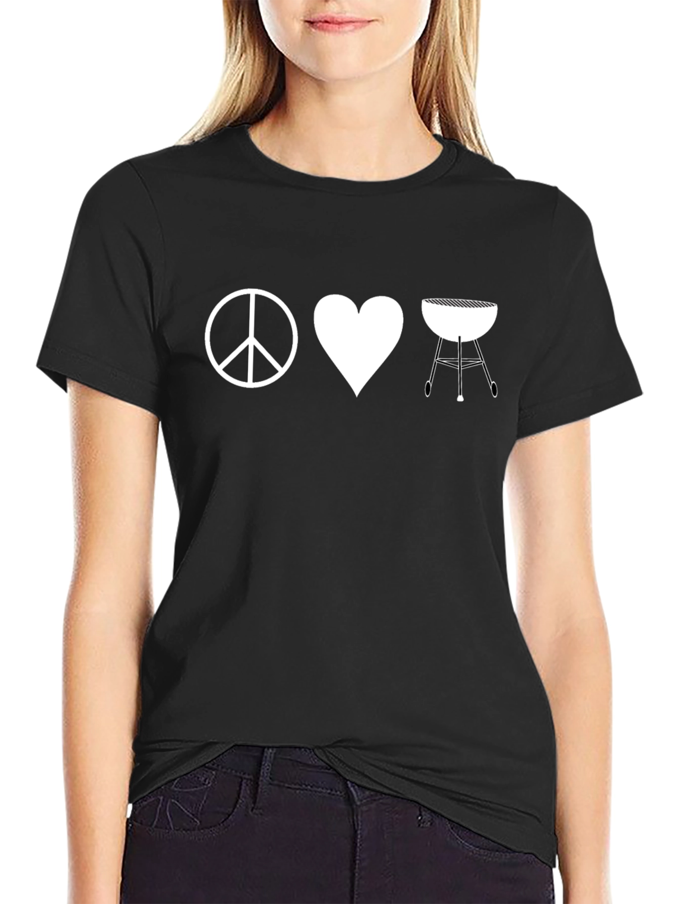 Peace Love BBQ T-Shirt - Black Graphic Tee