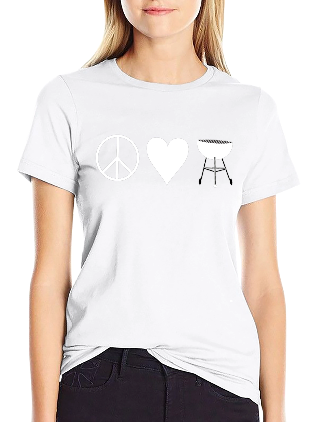 Peace Love BBQ T-Shirt - Black Graphic Tee