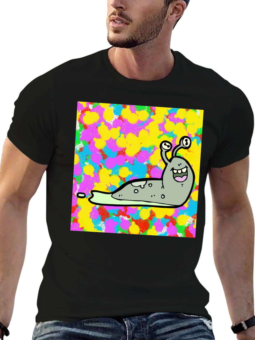 Cartoon Snail Graphic Print Black T-Shirt