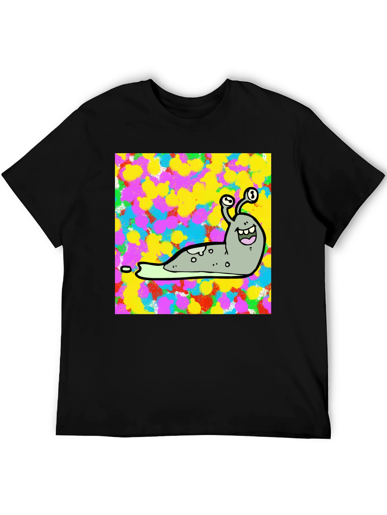 Cartoon Snail Graphic Print Black T-Shirt