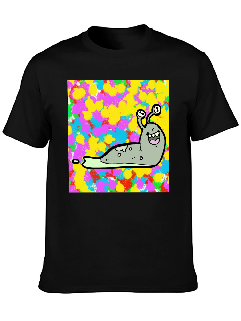 Cartoon Snail Graphic Print Black T-Shirt