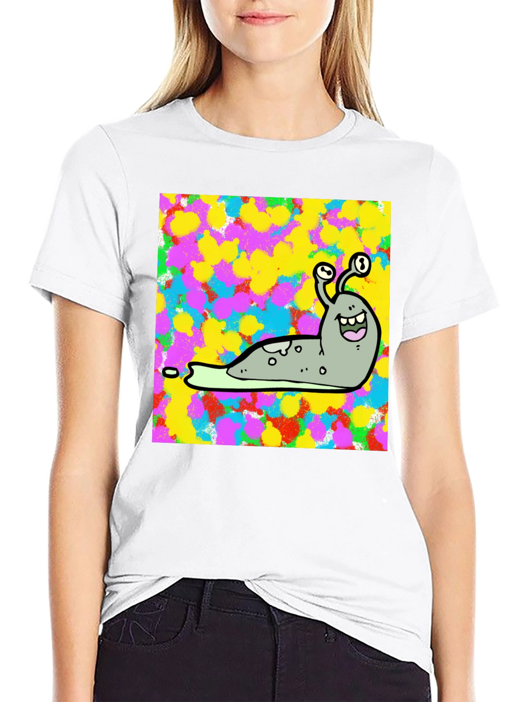 Cartoon Snail Graphic Print Black T-Shirt