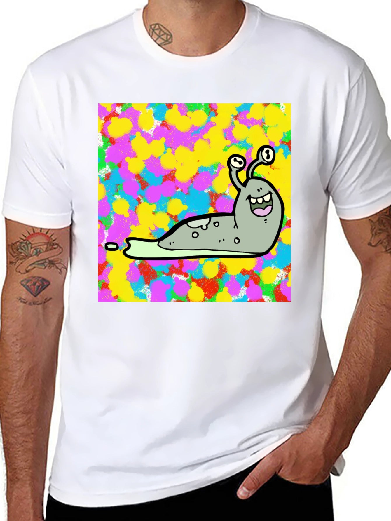 Cartoon Snail Graphic Print Black T-Shirt