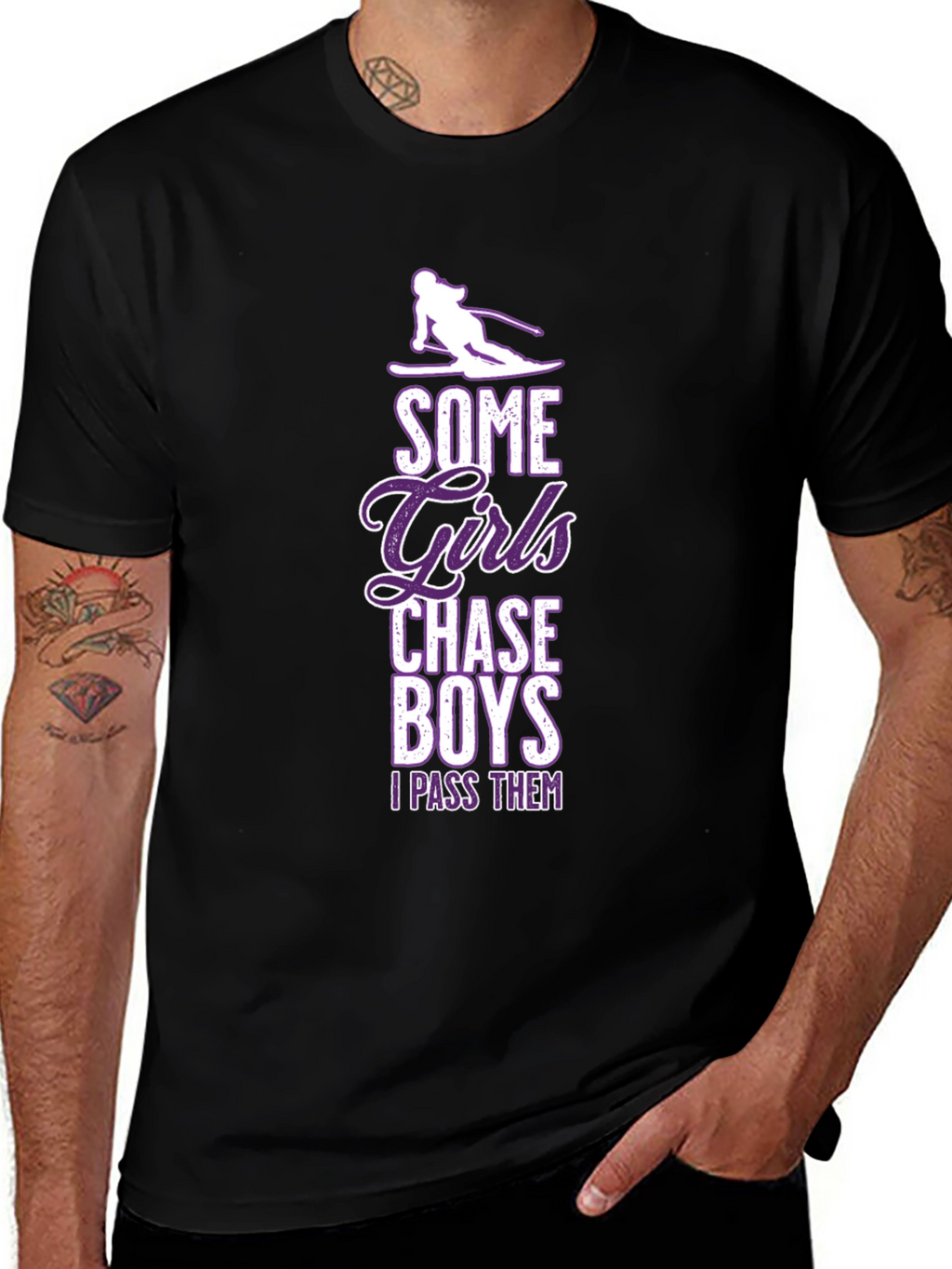 Girls Chase Boys Ski T-Shirt - I Pass Them