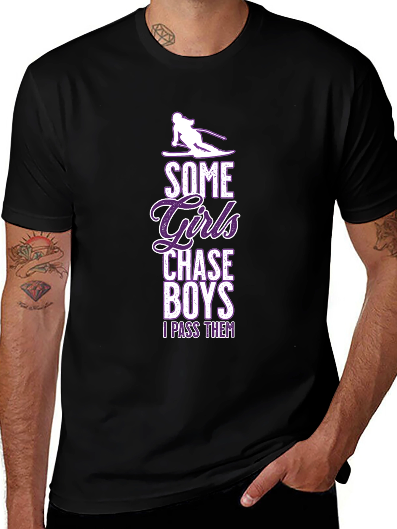 Girls Chase Boys Ski T-Shirt - I Pass Them