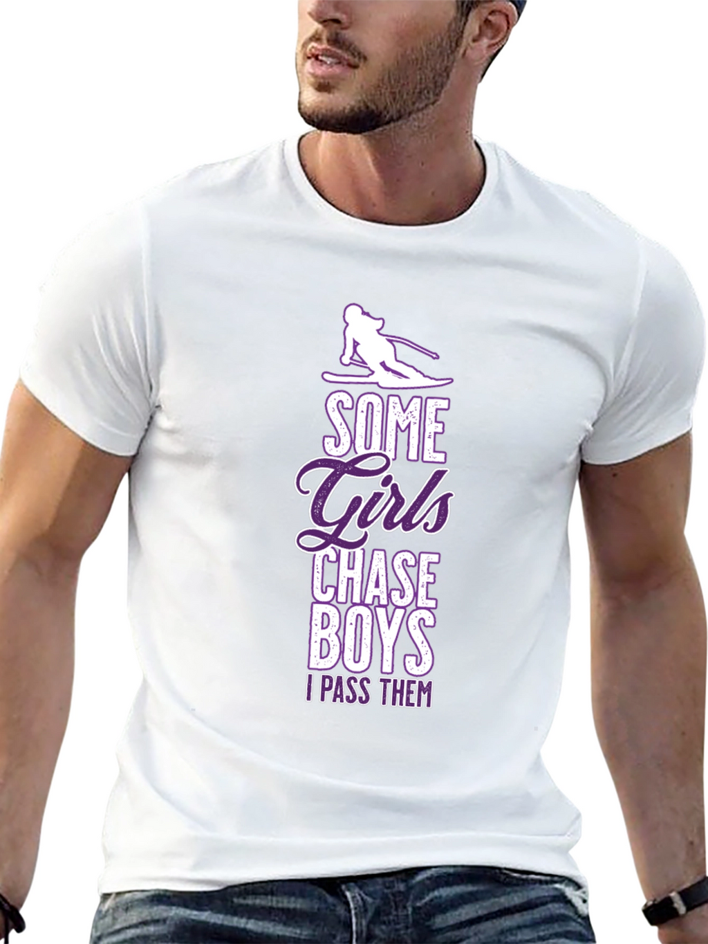 Girls Chase Boys Ski T-Shirt - I Pass Them