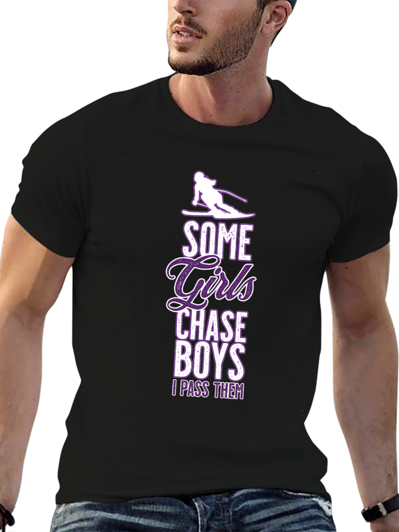 Girls Chase Boys Ski T-Shirt - I Pass Them