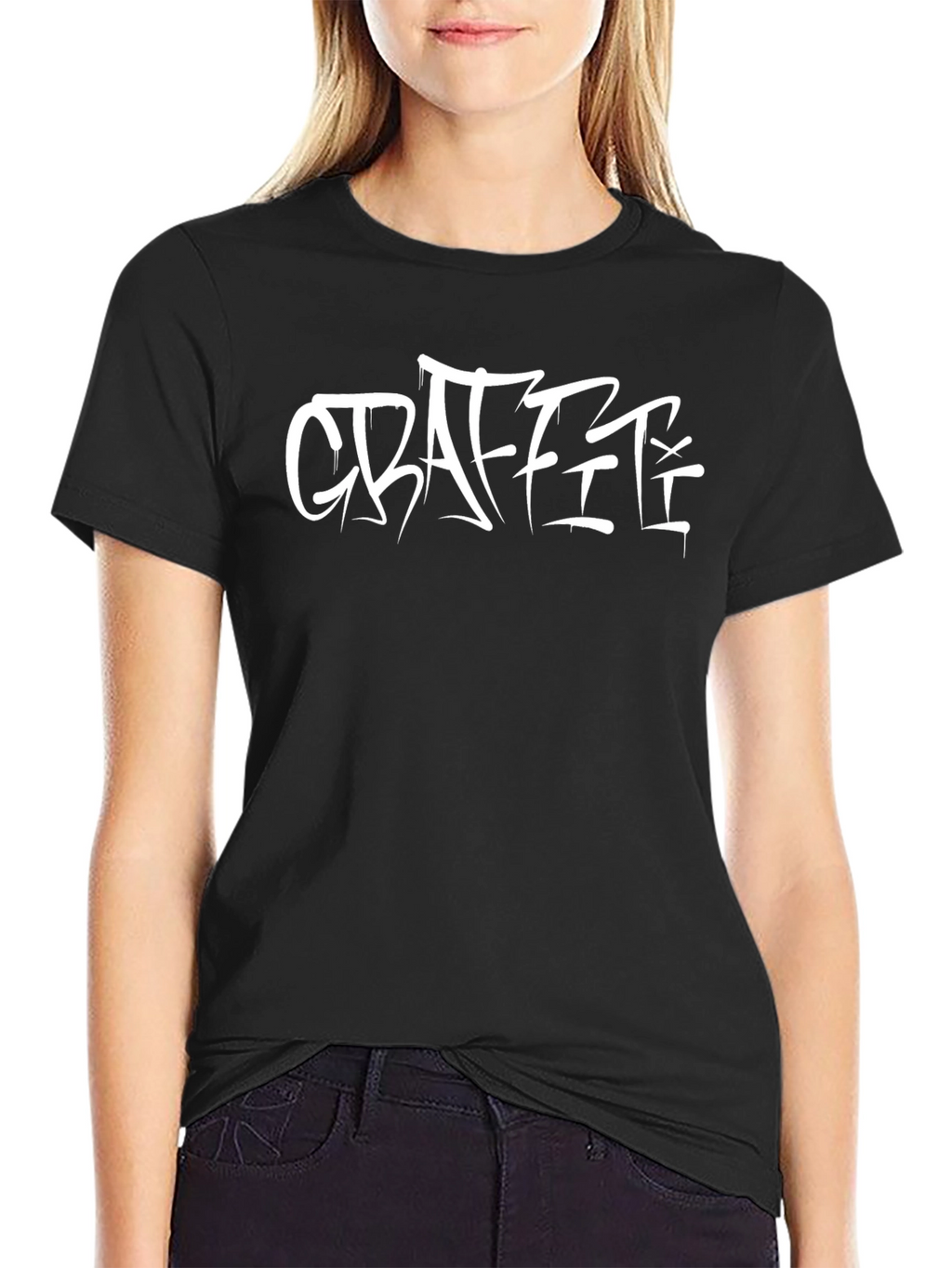 Graffiti Style Graphic T-Shirt - Black