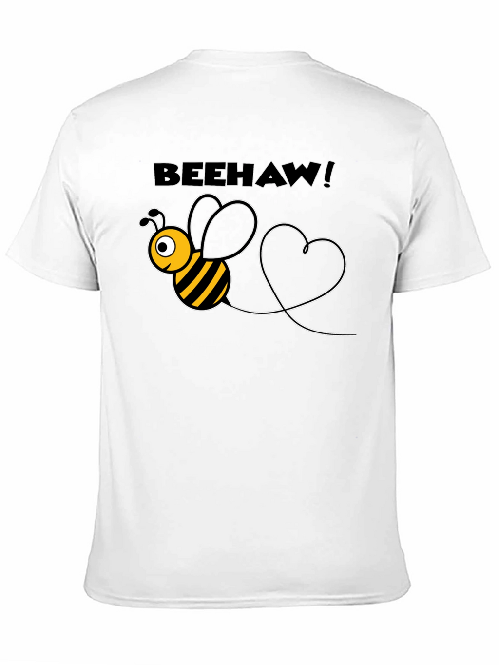 Beehaw! Black T-Shirt with Cartoon Bee Graphic