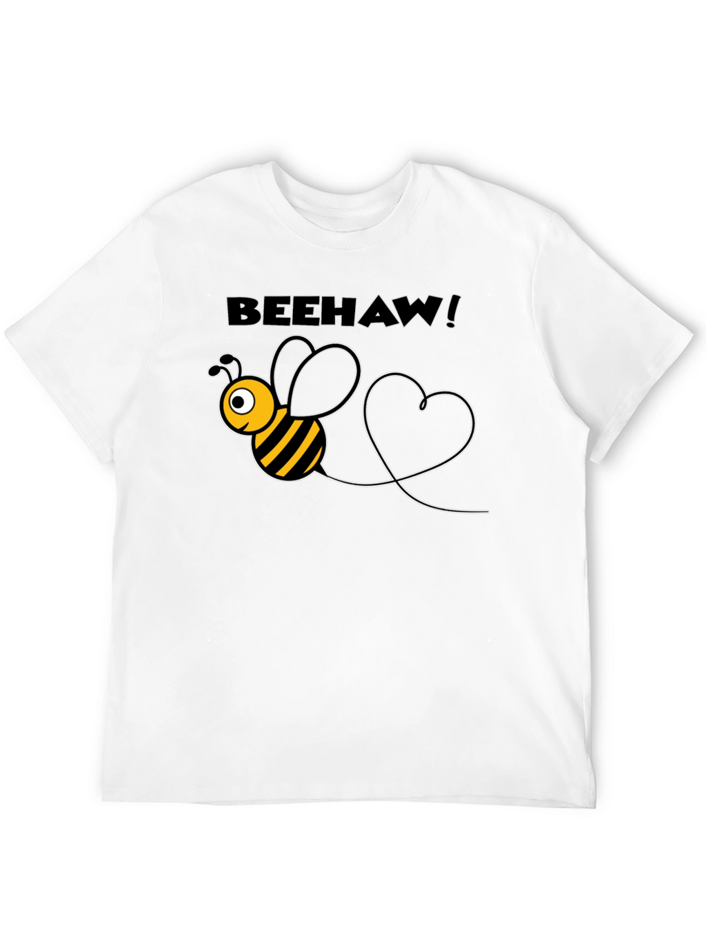 Beehaw! Black T-Shirt with Cartoon Bee Graphic