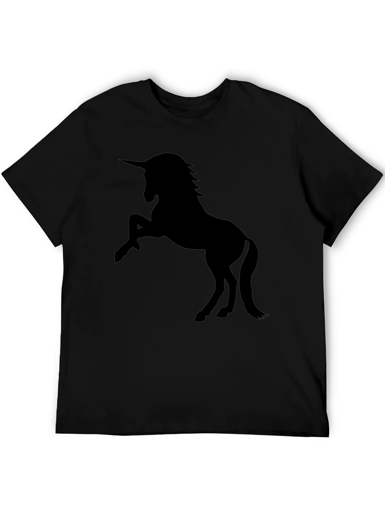Unicorn Silhouette Graphic Tee - Black Cotton T-Shirt