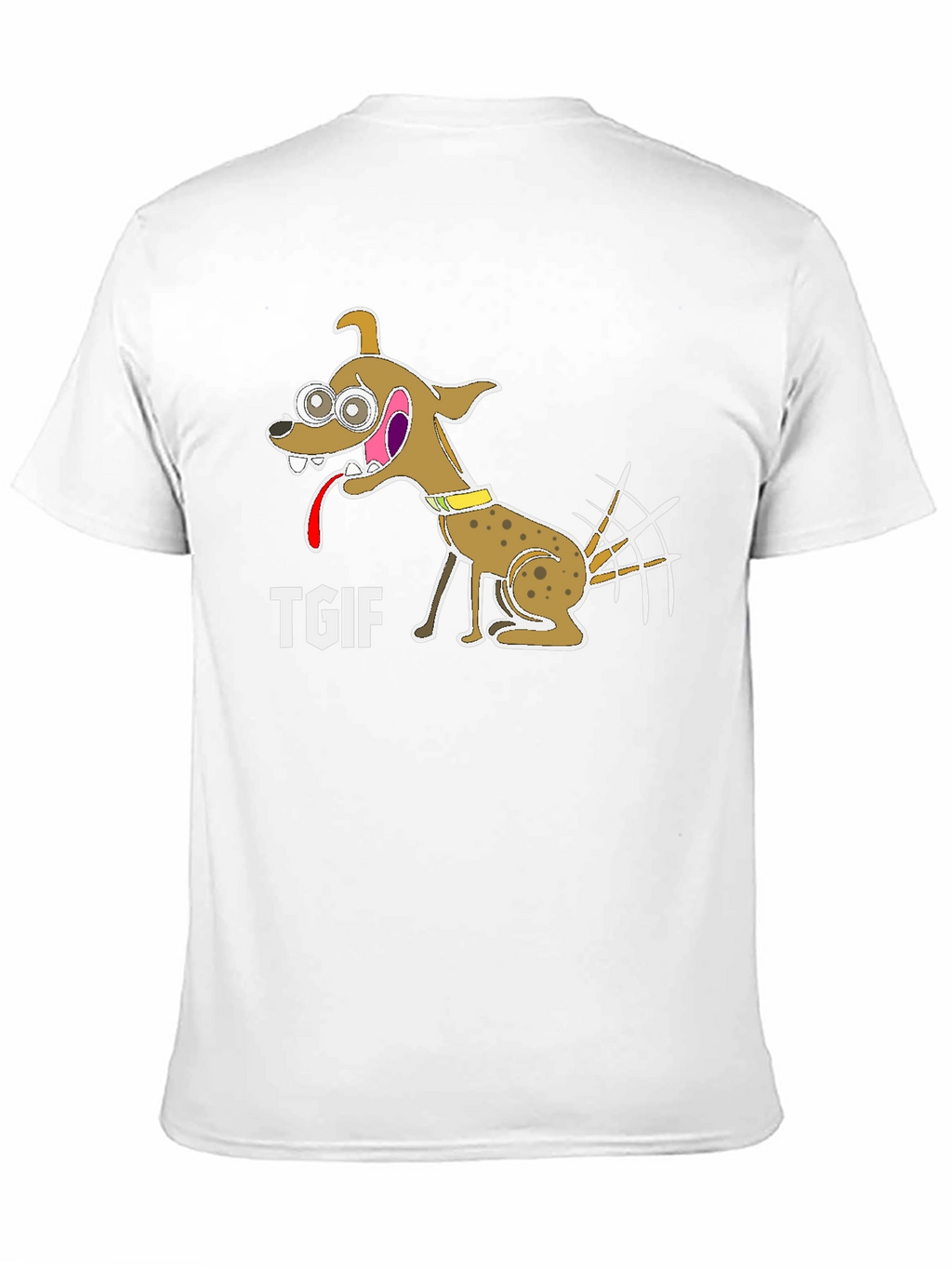 TGIF Cartoon Dog Graphic Black T-Shirt