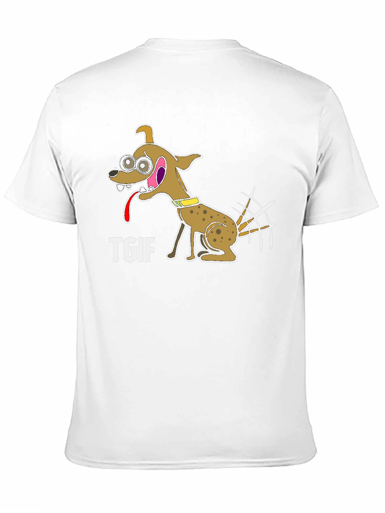 TGIF Cartoon Dog Graphic Black T-Shirt