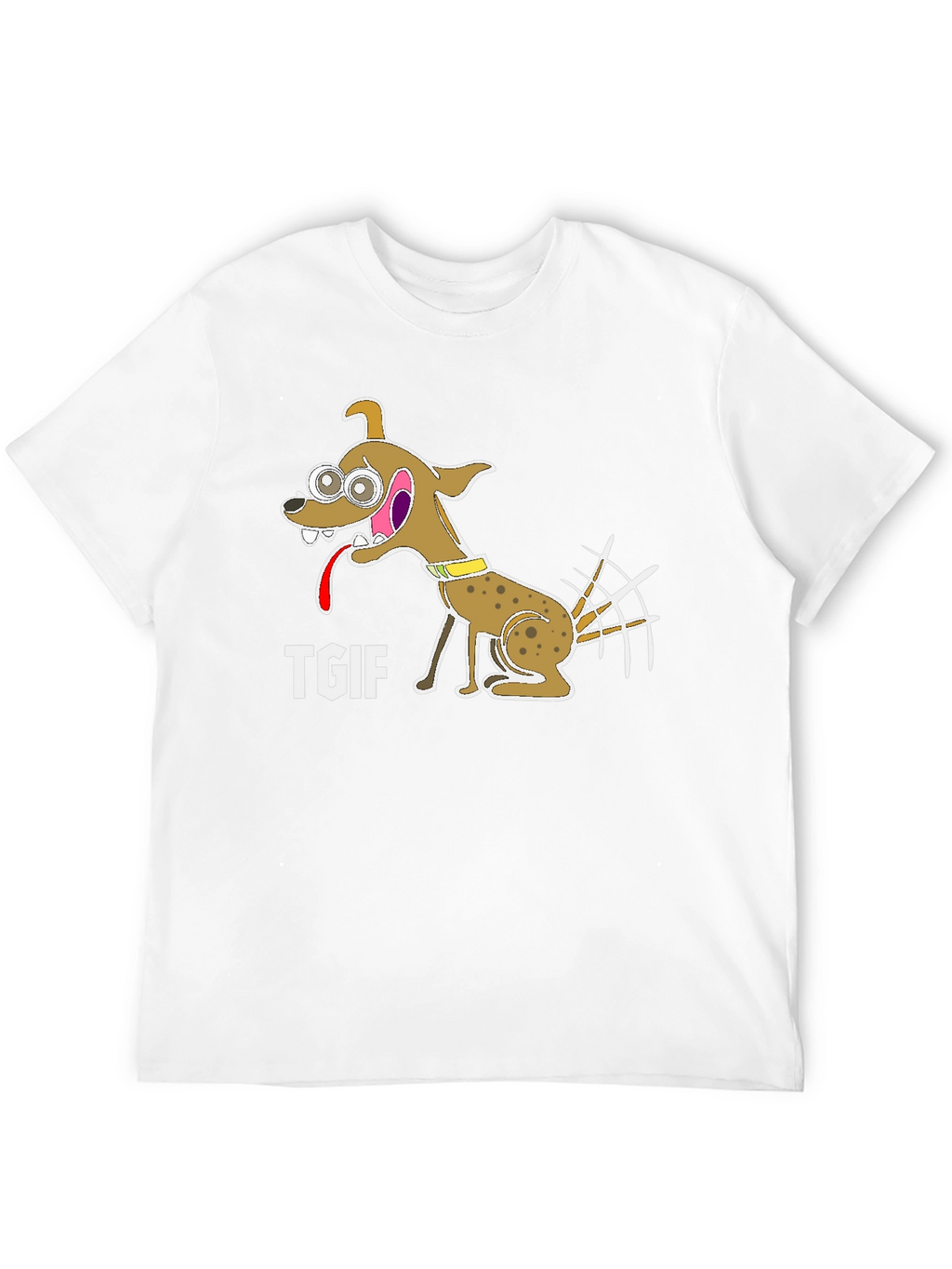 TGIF Cartoon Dog Graphic Black T-Shirt