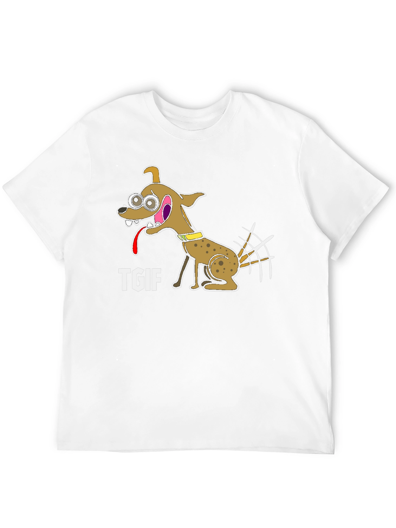 TGIF Cartoon Dog Graphic Black T-Shirt