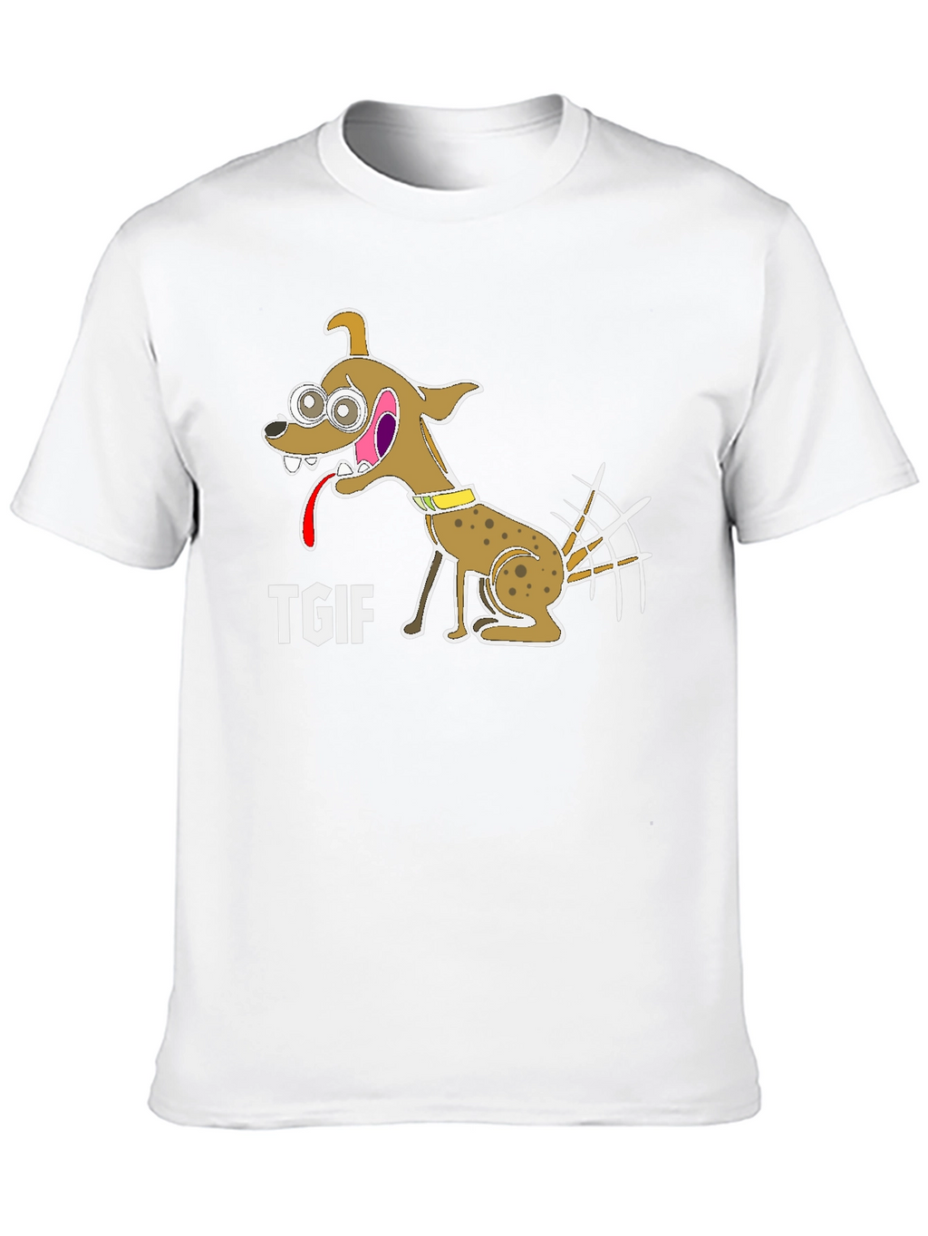 TGIF Cartoon Dog Graphic Black T-Shirt