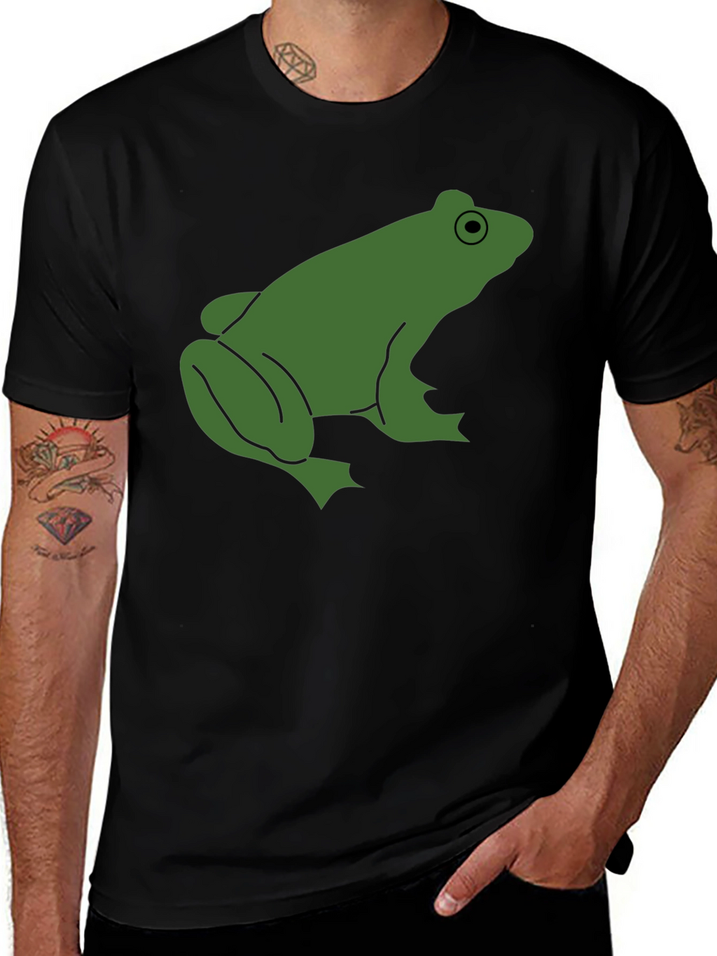 Frog Graphic Tee - Black Cotton T-Shirt