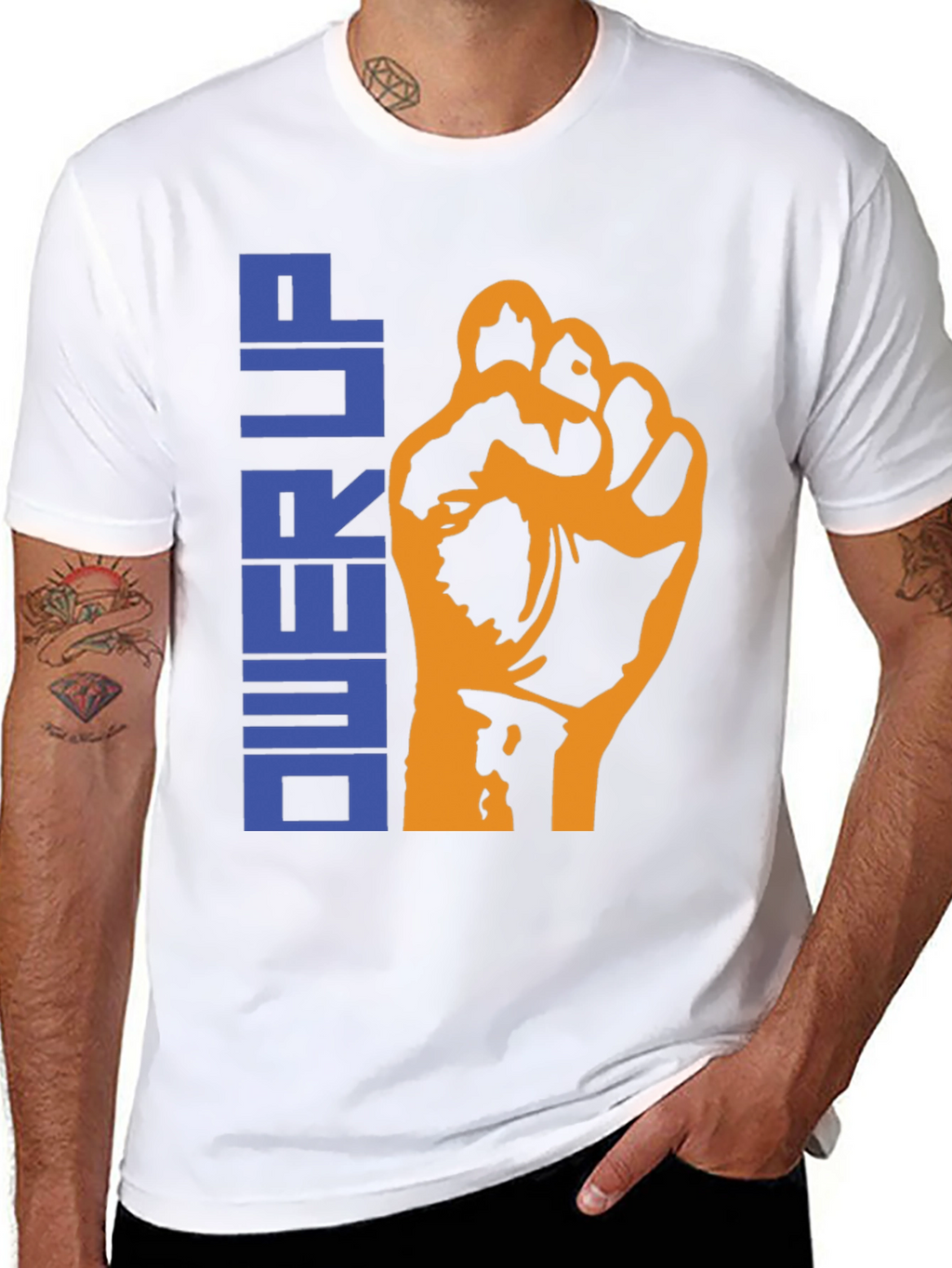 Power Up Graphic Tee - Black Cotton T-Shirt