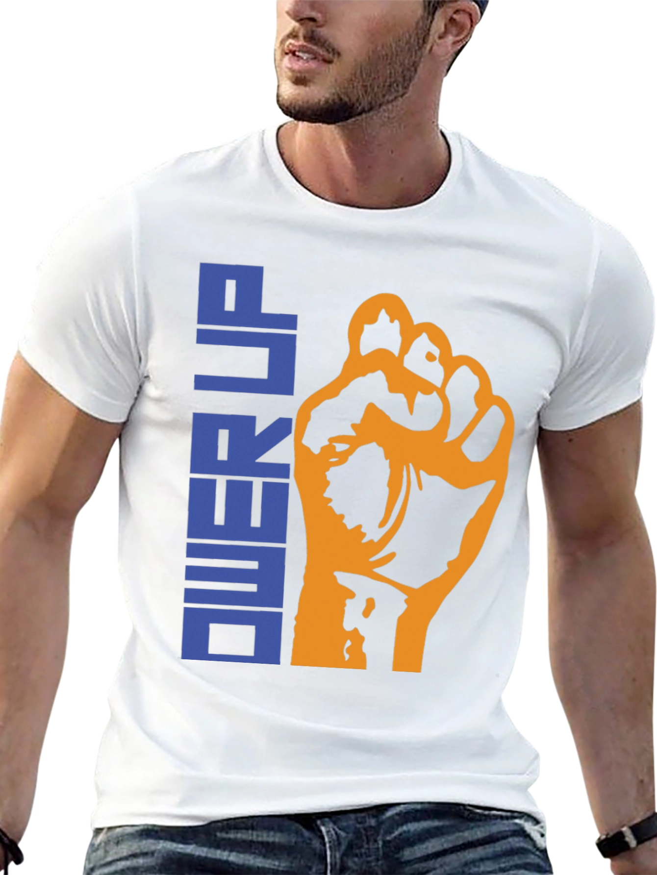 Power Up Graphic Tee - Black Cotton T-Shirt