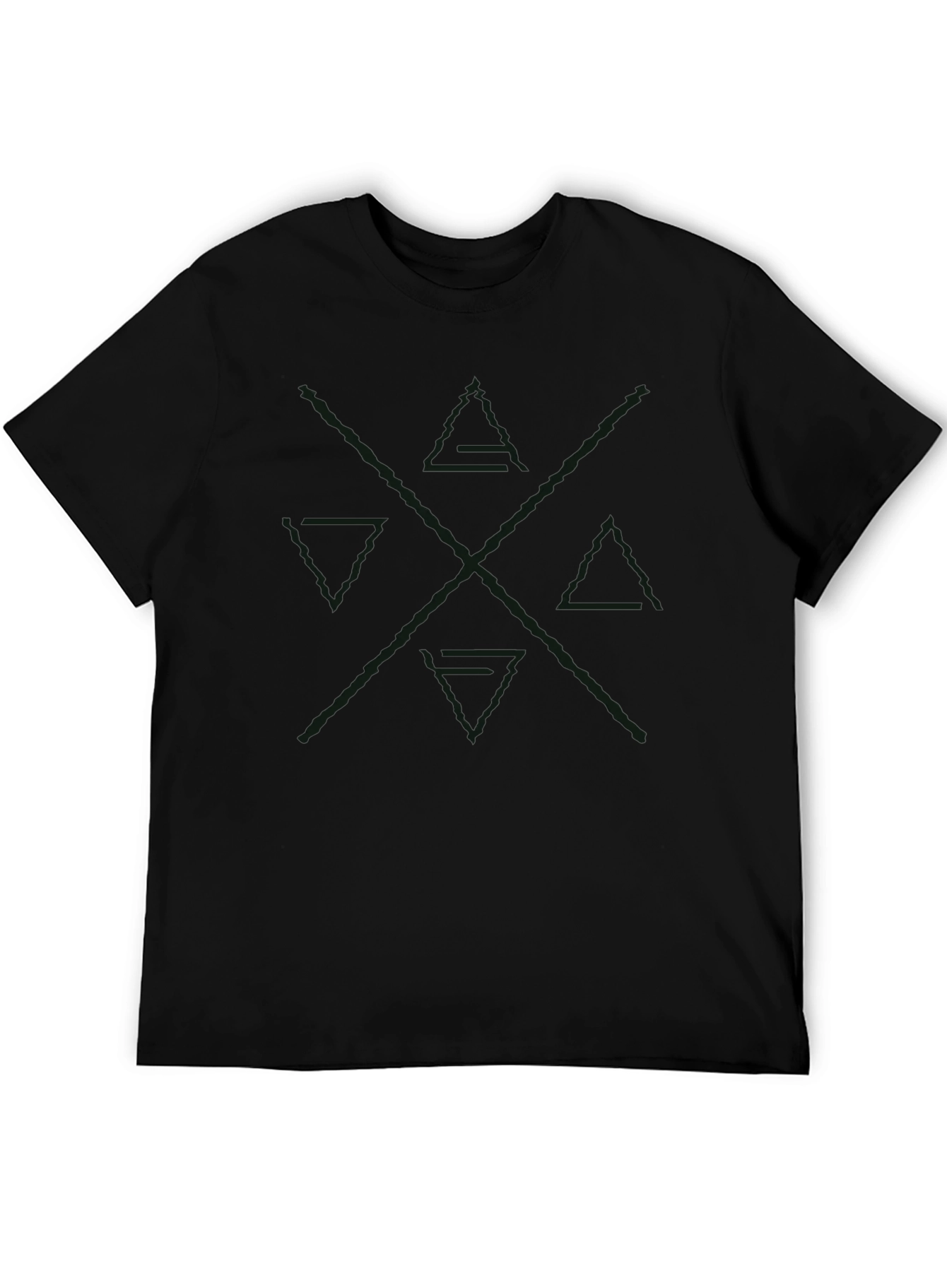 Mens Black Graphic Tee - Abstract Design