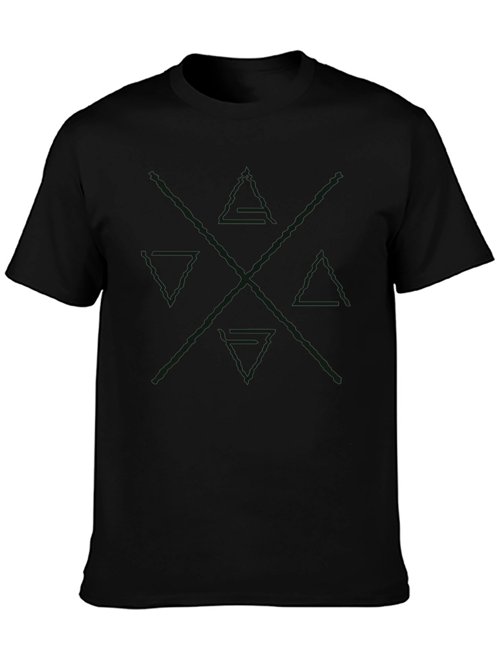 Mens Black Graphic Tee - Abstract Design