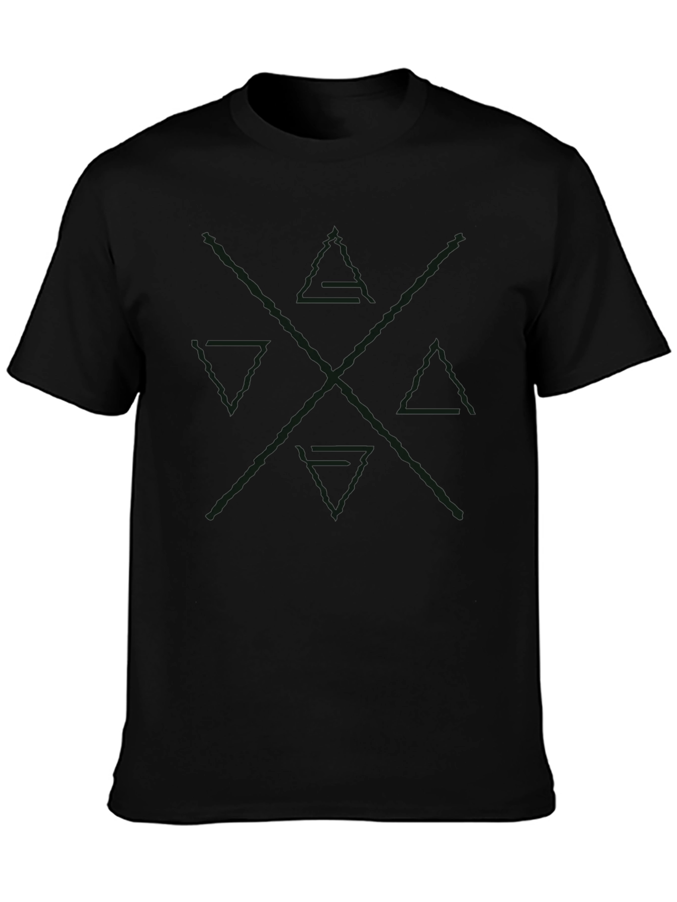 Mens Black Graphic Tee - Abstract Design
