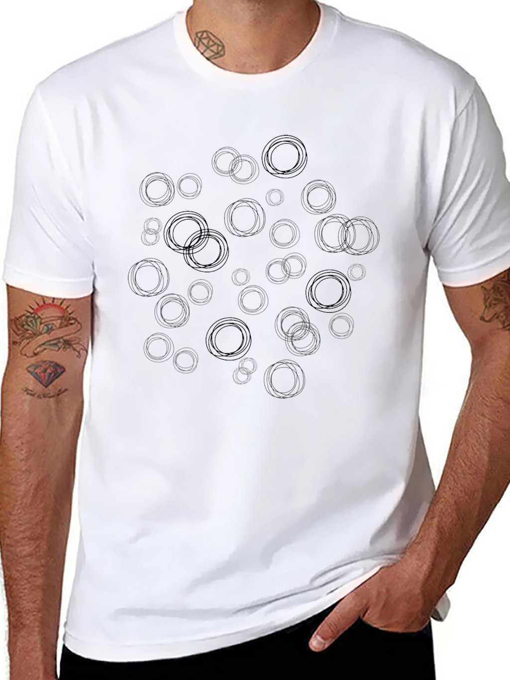 Abstract Circle Design Black T-Shirt