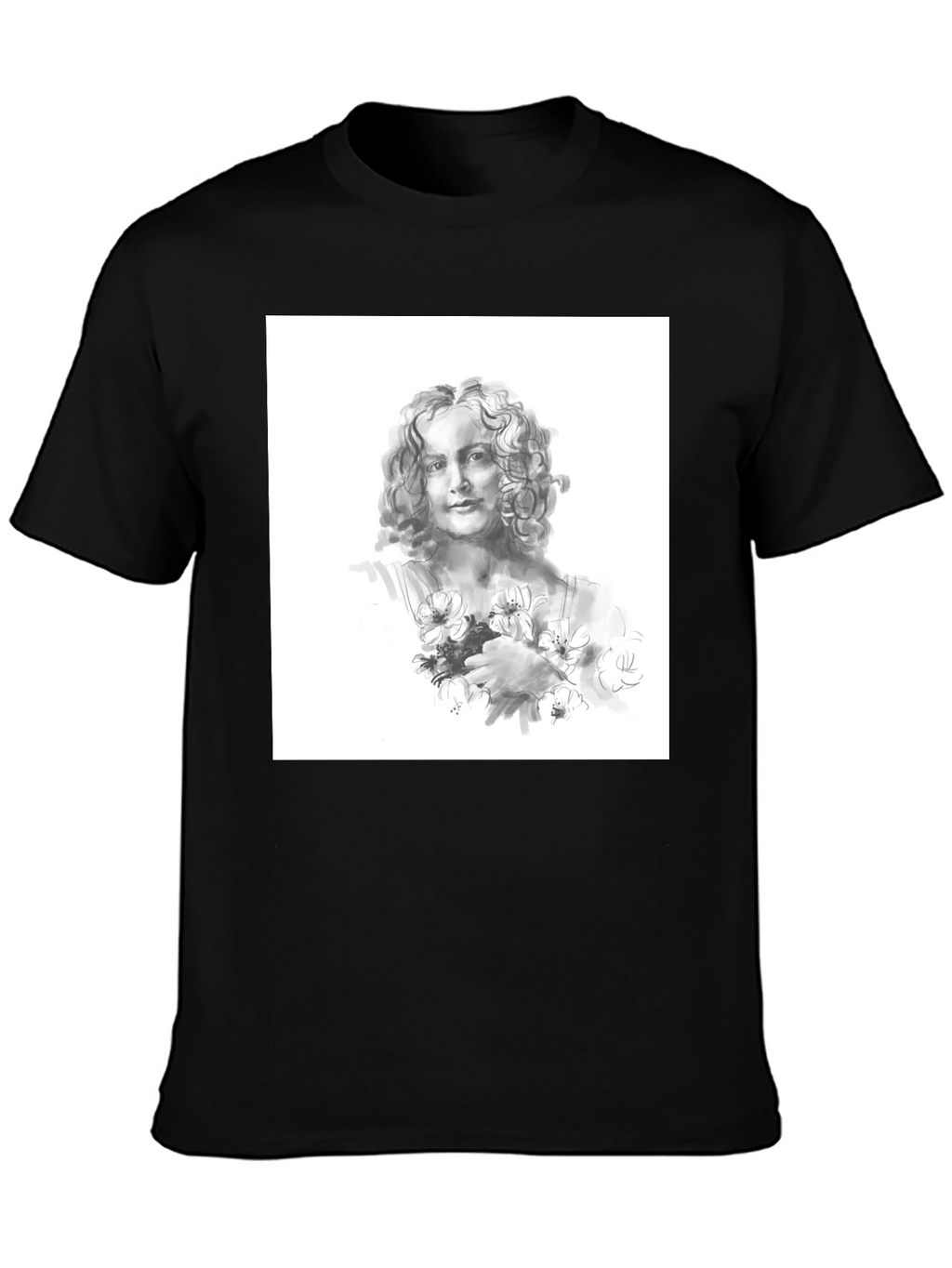 Artistic Woman Portrait Black T-Shirt