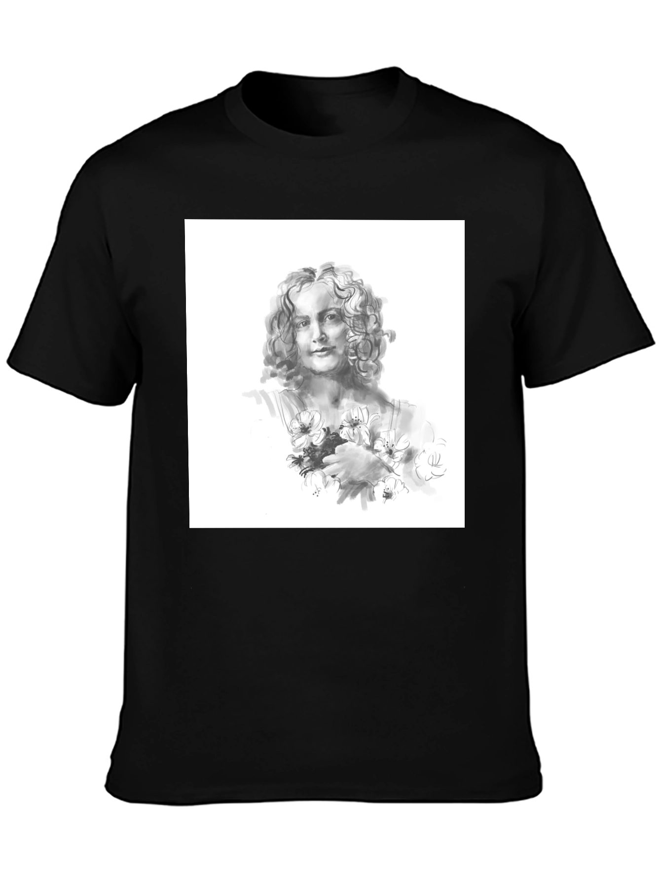 Artistic Woman Portrait Black T-Shirt
