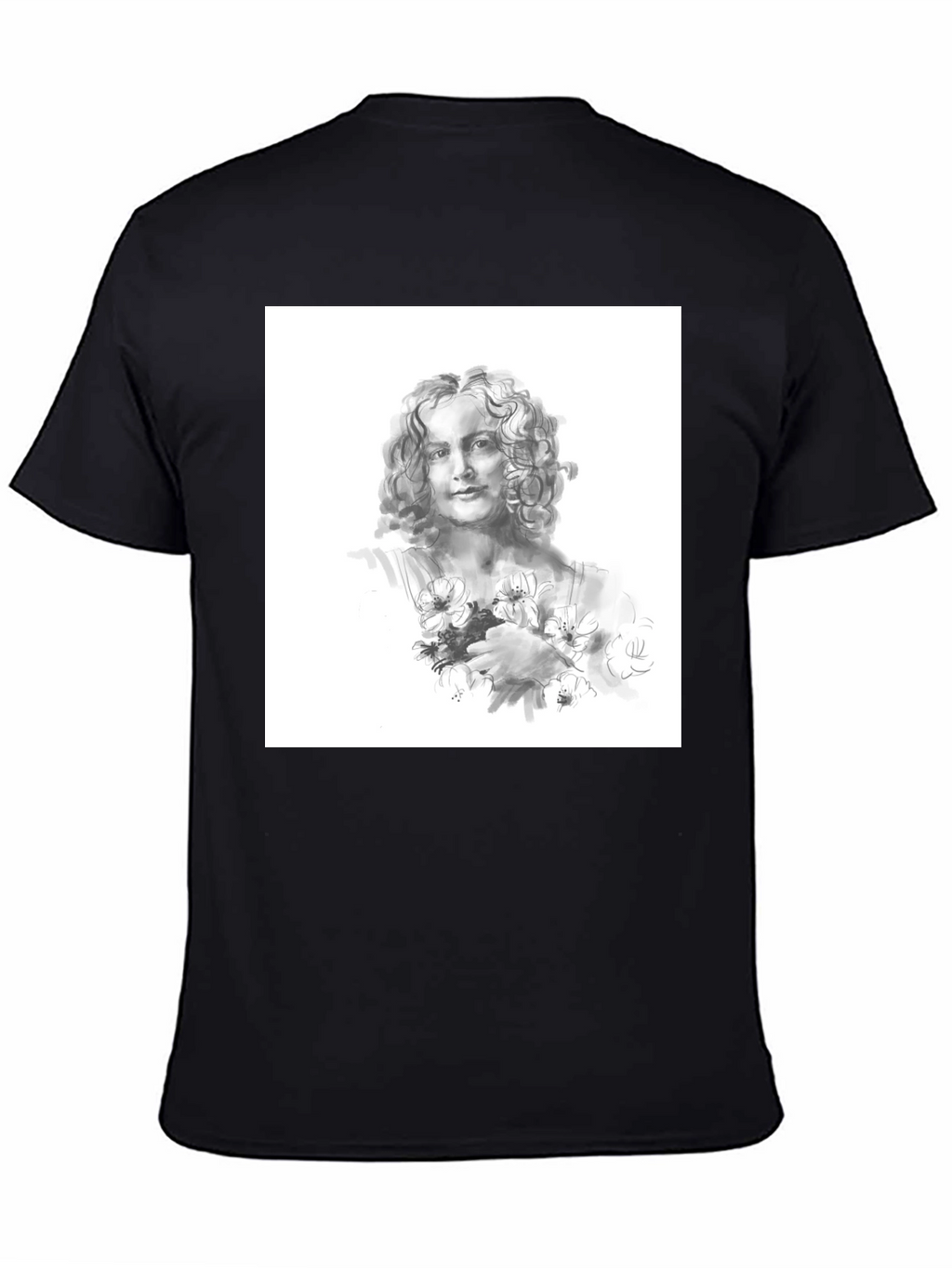 Artistic Woman Portrait Black T-Shirt