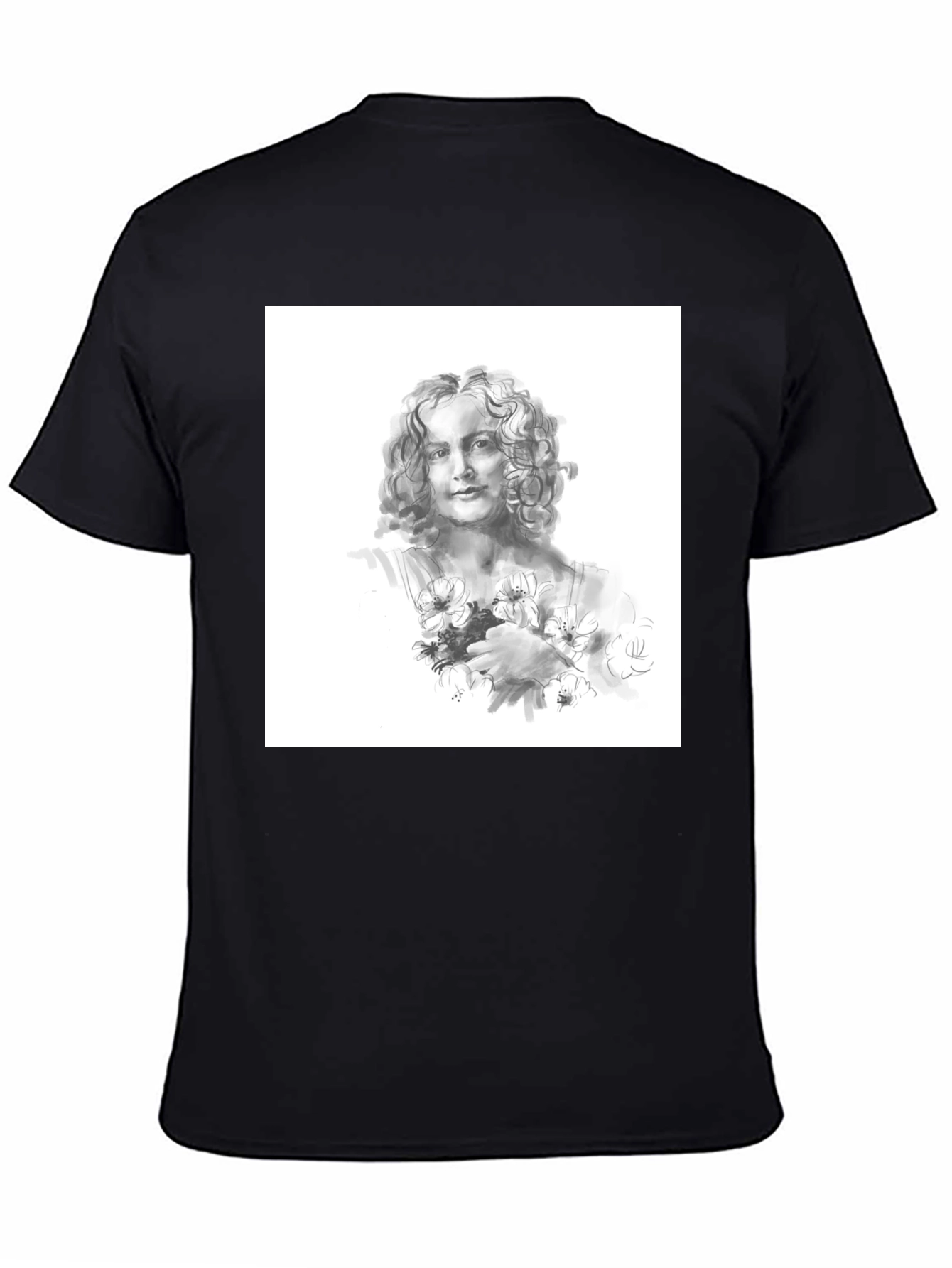 Artistic Woman Portrait Black T-Shirt