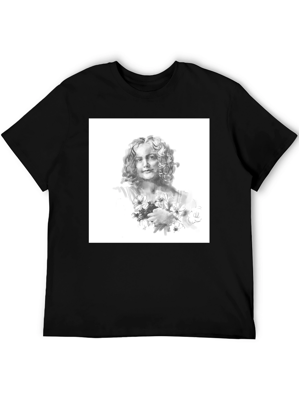 Artistic Woman Portrait Black T-Shirt