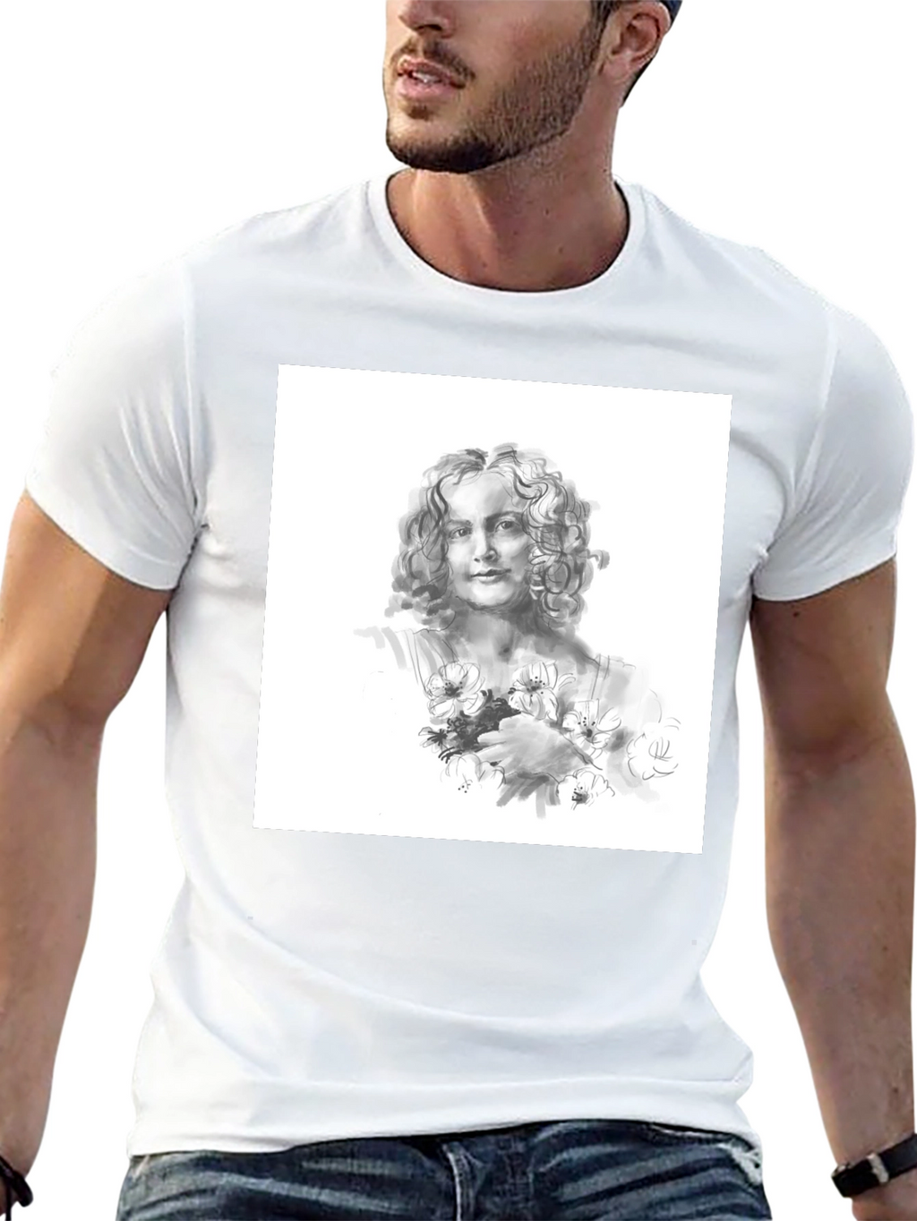Artistic Woman Portrait Black T-Shirt