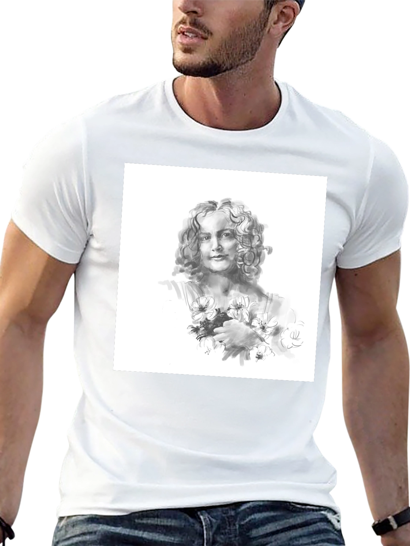 Artistic Woman Portrait Black T-Shirt