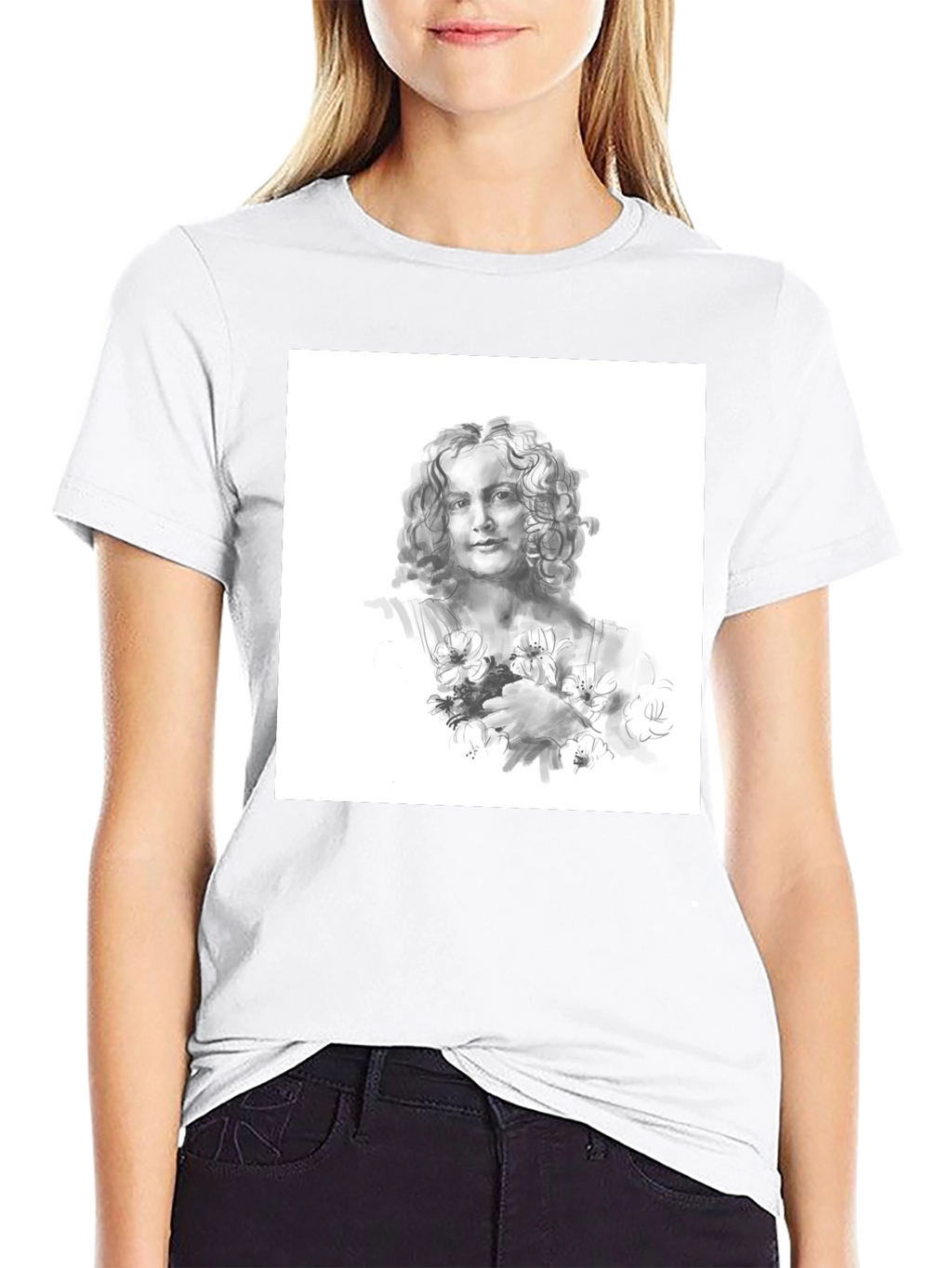 Artistic Woman Portrait Black T-Shirt