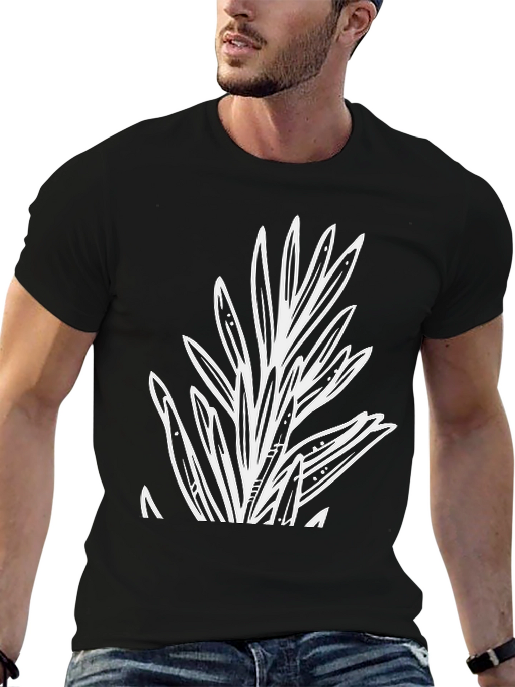 Botanical Print Black T-Shirt - Casual Style