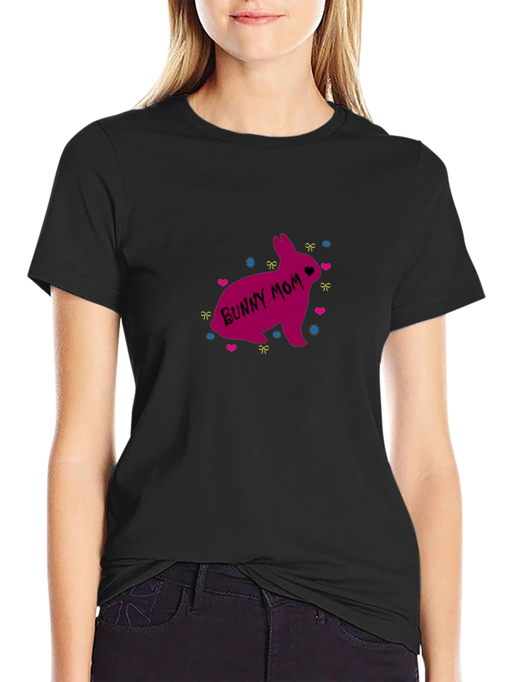Bunny Mom Graphic T-Shirt - Cute Easter Apparel