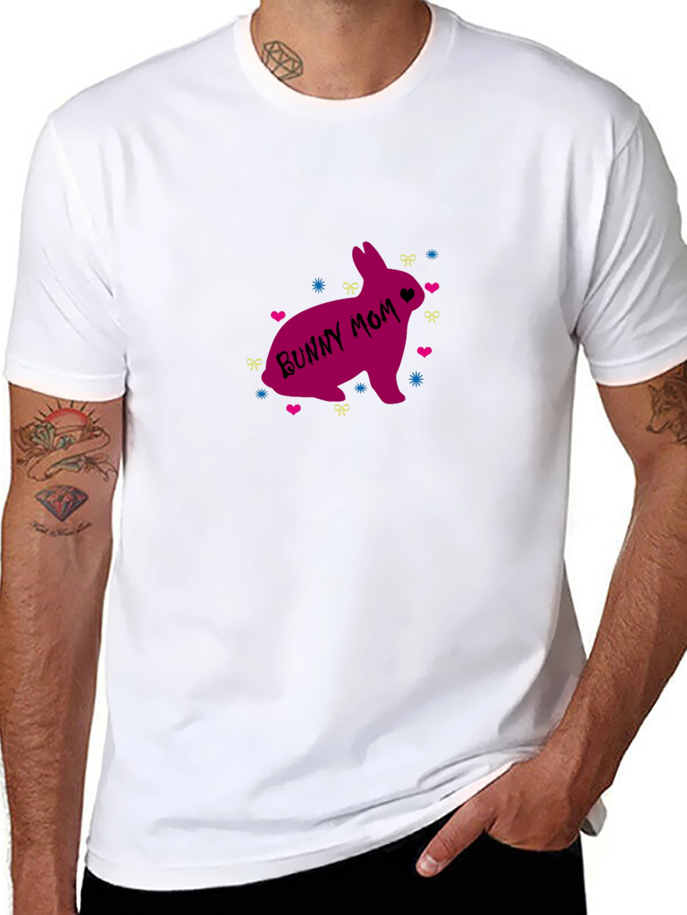 Bunny Mom Graphic T-Shirt - Cute Easter Apparel