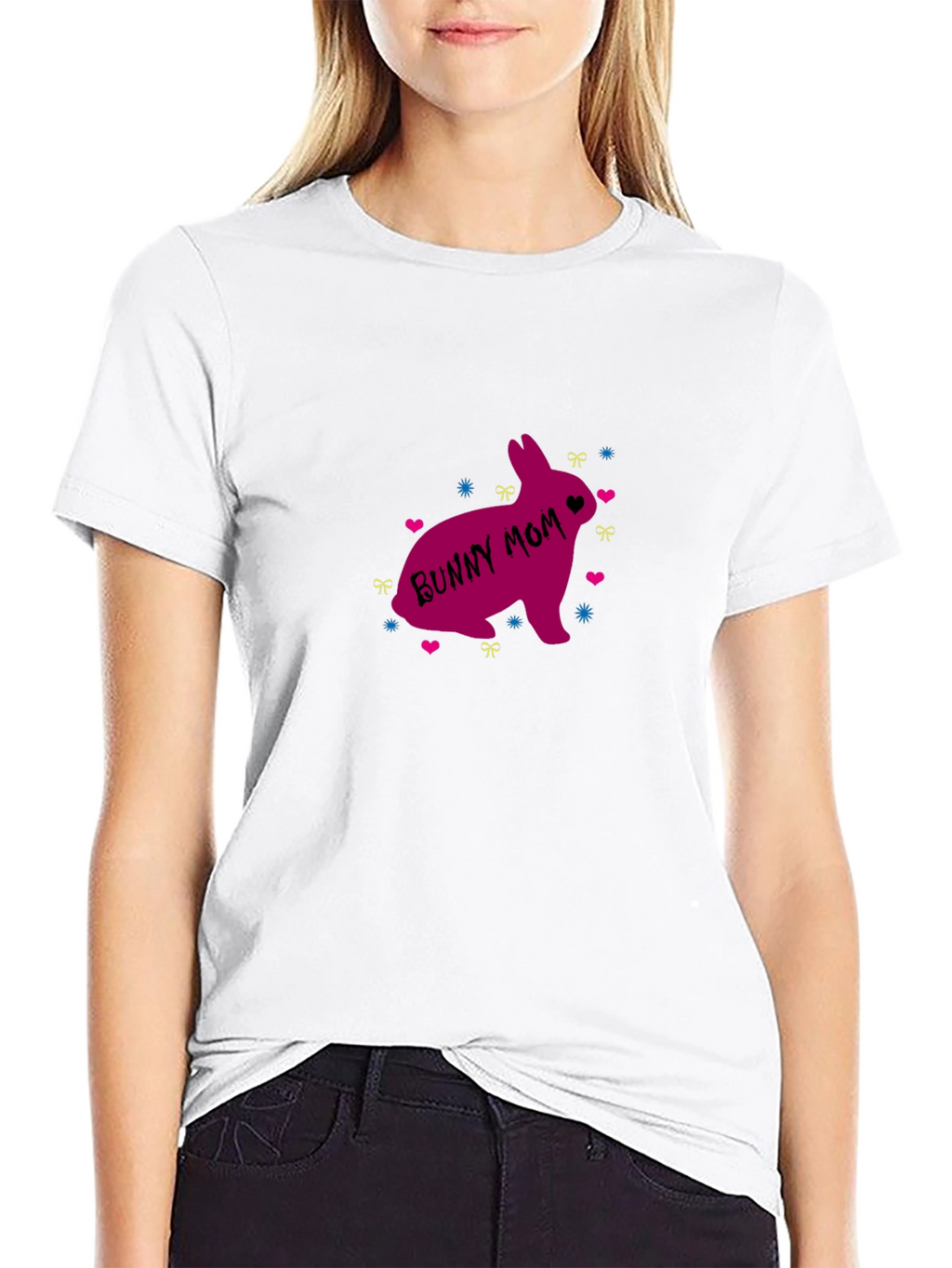Bunny Mom Graphic T-Shirt - Cute Easter Apparel