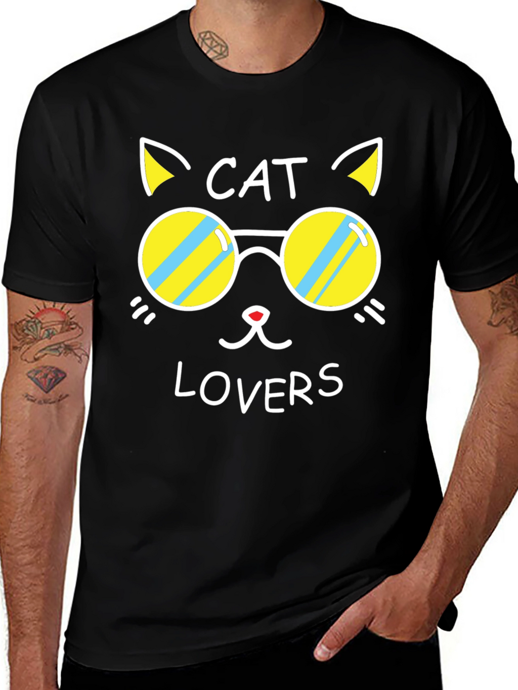Cat Lovers Black Graphic Tee