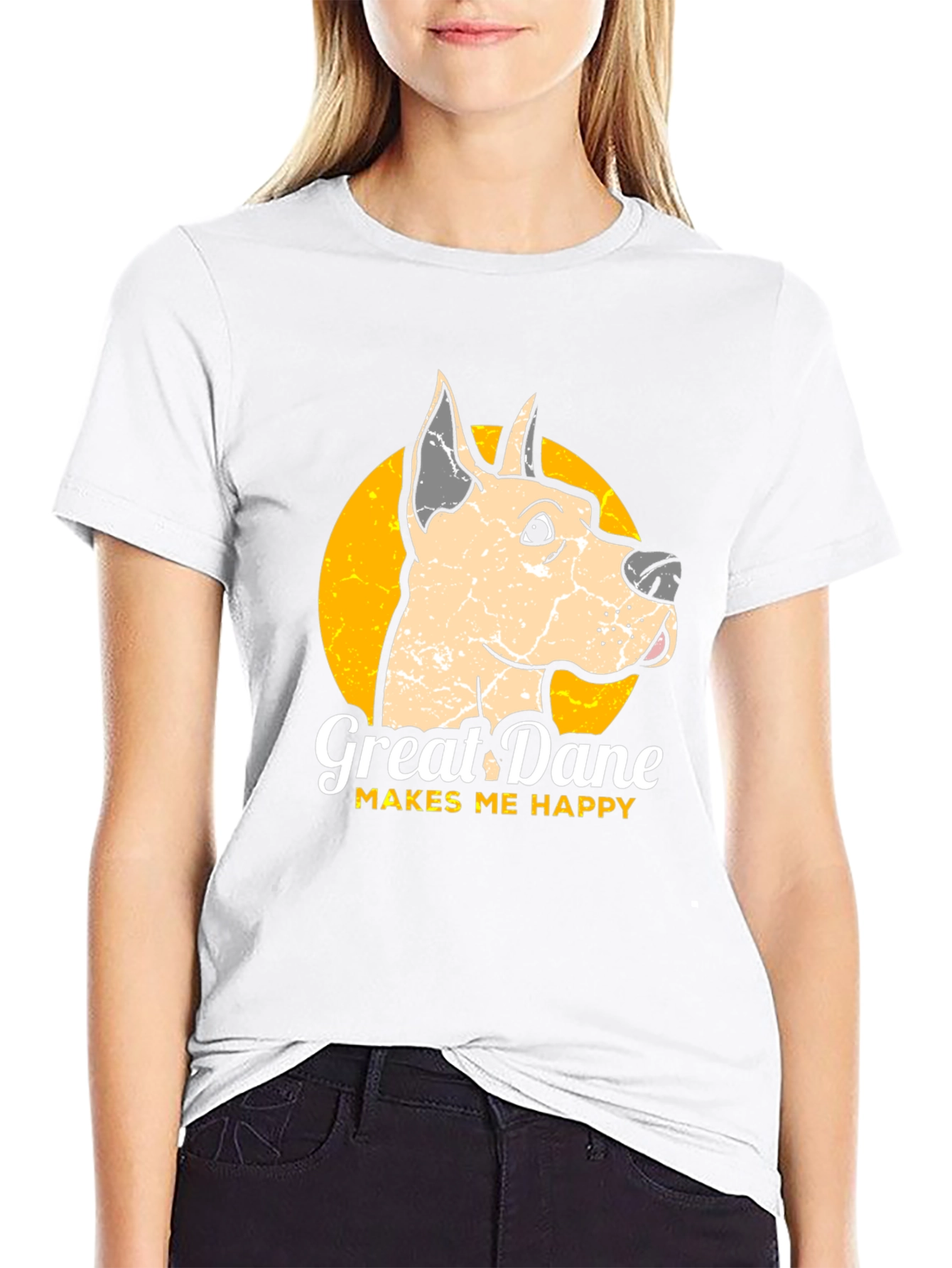 Great Dane Makes Me Happy Graphic Tee